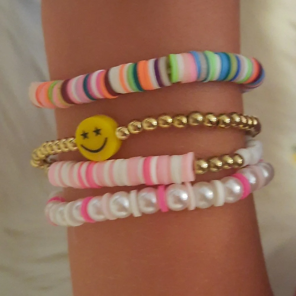 Kids Charm Bracelets-Clay beads-4 pcs